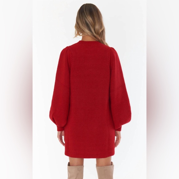 SHOW ME YOUR MUMU Dixon Sweater Dress in Red Knit N211 - Picture 4 of 10